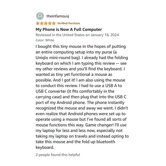 Mini Rechargable Wireless Travel Mouse, 2.4G with Receiver - Picture 6 of 6